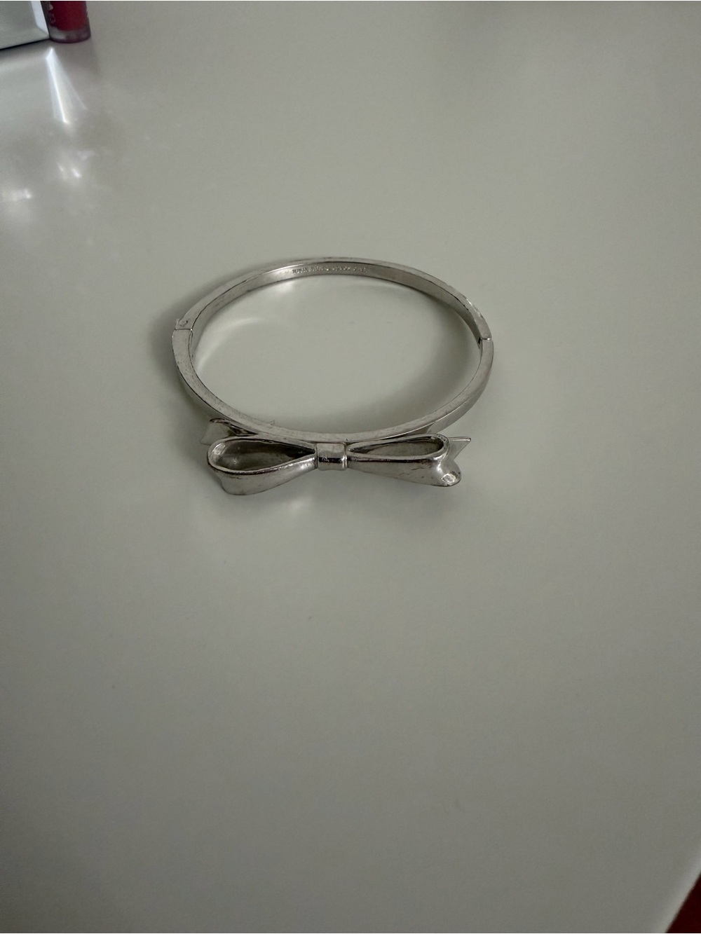 Kate Spade Silver Bow Hinged Bangle Bracelet